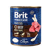 Влажный корм в виде мясного паштета для собак Brit Premium by Nature говядина с требухом 800 г