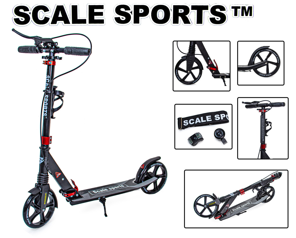 Двоколісний самокат Scale Sports SS-08 з ручним гальмом Чорний