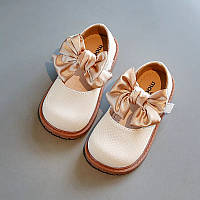 Стильные детские нарядные туфли на девочку для девочек лоферы туфельки для девочки туфельки монки балетки Бежевый, 30