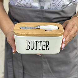 Маслянка з ножем і бамбуковою кришкою "Butter"