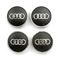 Ковпачки на титани    Audi  (60/55мм) чорн/хром. пластик об'ємний логотип(4шт)
