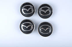 Ковпачки на титани    MAZDA  (60/55мм) чорн/хром. пластик об'ємний логотип (4шт)