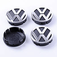 Ковпачки на титани    VW  (60/55мм) чорн/хром. пластик об'ємний логотип (4шт)