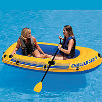 Човен двомісний надувний гребінний INTEX 68367 Challenger 2 до 200 кг вініл з веслами та насосом 236*114*41 см