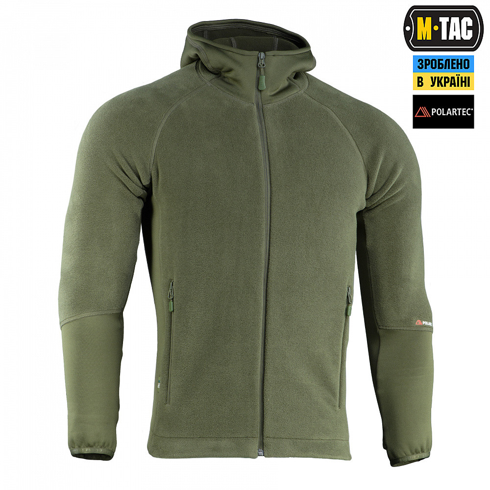 Светшот реглан M-TAC Hoodie Polartec Sport, колір оливковий, розмір L, для активного відпочинку та спорту, фото 1