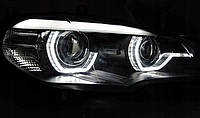 LED фары передние BMW X5 E70 3D angel eyes (xenon OEM)