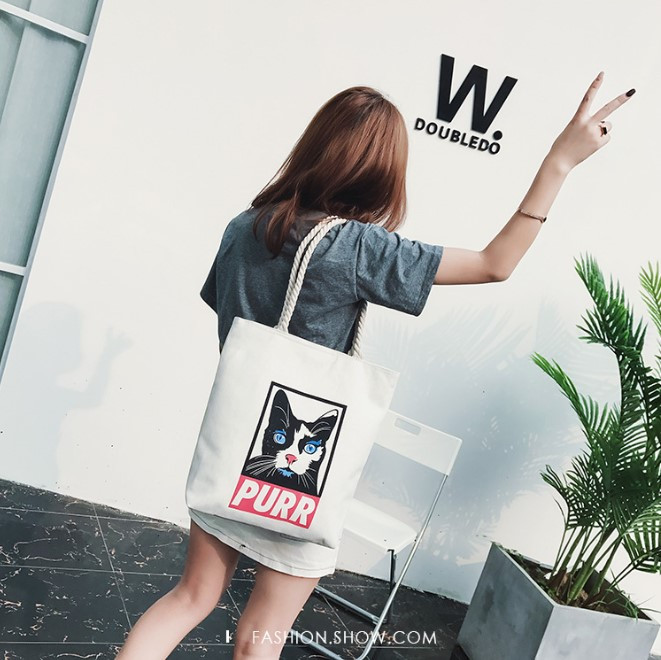 Сумка-шопер Котик Біла