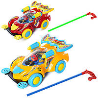 Детская игрушка каталка на палке Машинка с водителем, подвижные детали, звуковые эффекты