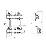 Колектор теплої підлоги латунний з витратомірами SD Forte 1"х5 відводів (SF001W5) нікель, фото 2