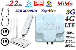 Повний комплект для 4G/LTE/3G з WiFi Роутер ZTE MF79UA (укр + рус) + Netis MW5230 + Антена MIMO 2×22dbi (44дб)