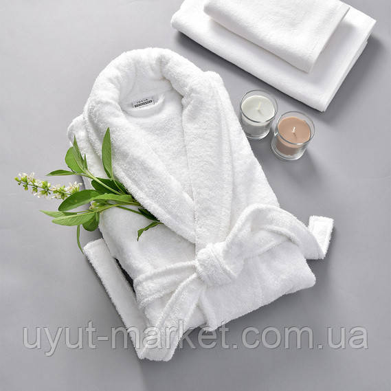 Білий махровий халат шаль XL, 400 гр/м2 готельний