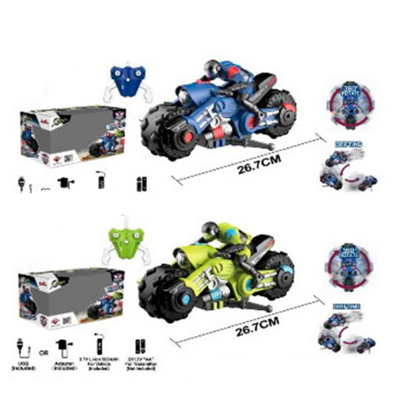 MK10A01-02 Мотоцикл на р/в2.4G, акумулятор, 1:10, 26 см, світло, 360, USB зарядний, коробка 32-18,5-18 см