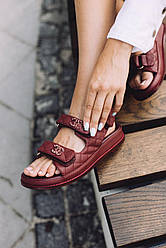 Жіночі сандалії Chanel Sandals Bordo Leather