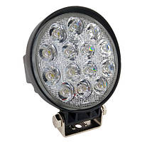 LED фара 42W 14х3W широкий промінь, круглий корпус 3000 LM LED фара робоча кругла 42W, 14 ламп, 10-30V, 6000K, фото 1