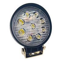 LED фара 27W 9x3W широкий луч, круглый корпус 2000 LM LED фара рабочая круглая 27W, 9 ламп, 10-30V, 6000K