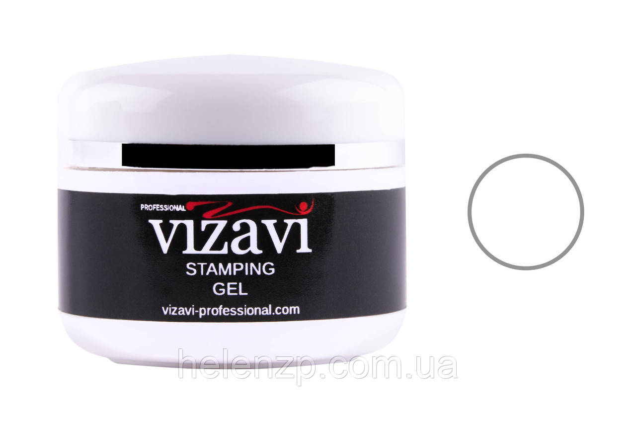 Гель-фарба для стемпінгу Vizavi Professional без липкого шару, 5 мл біла