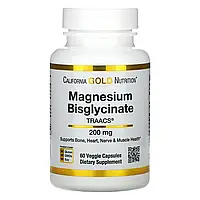 Бисглицинат магния California Gold Nutrition Magnesium Bisglycinate 200 мг 60 капс.