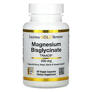 Бісгліцинат магнію California Gold Nutrition Magnesium Bisglycinate 200 мг 60 капс.