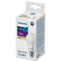 Лампа Philips Ecohome LED Bulb 15 W 1350 lm E27 830 RCA світлодіодна, лампочка LED шар 76с, тепле світло