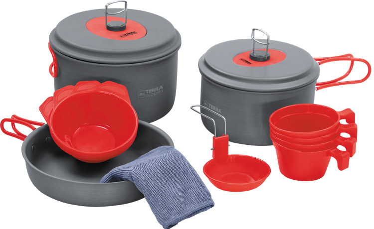 Набор посуды Terra Incognita Quatro Серый с красным (TI-QUATRO) z11-2024 - фото 1 - id-p1652760920