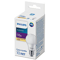 Лампа Philips Ecohome LED Bulb 9 W 680 lm E27 830 RCA світлодіодна, лампочка лід куля Філіпс, тепле світло