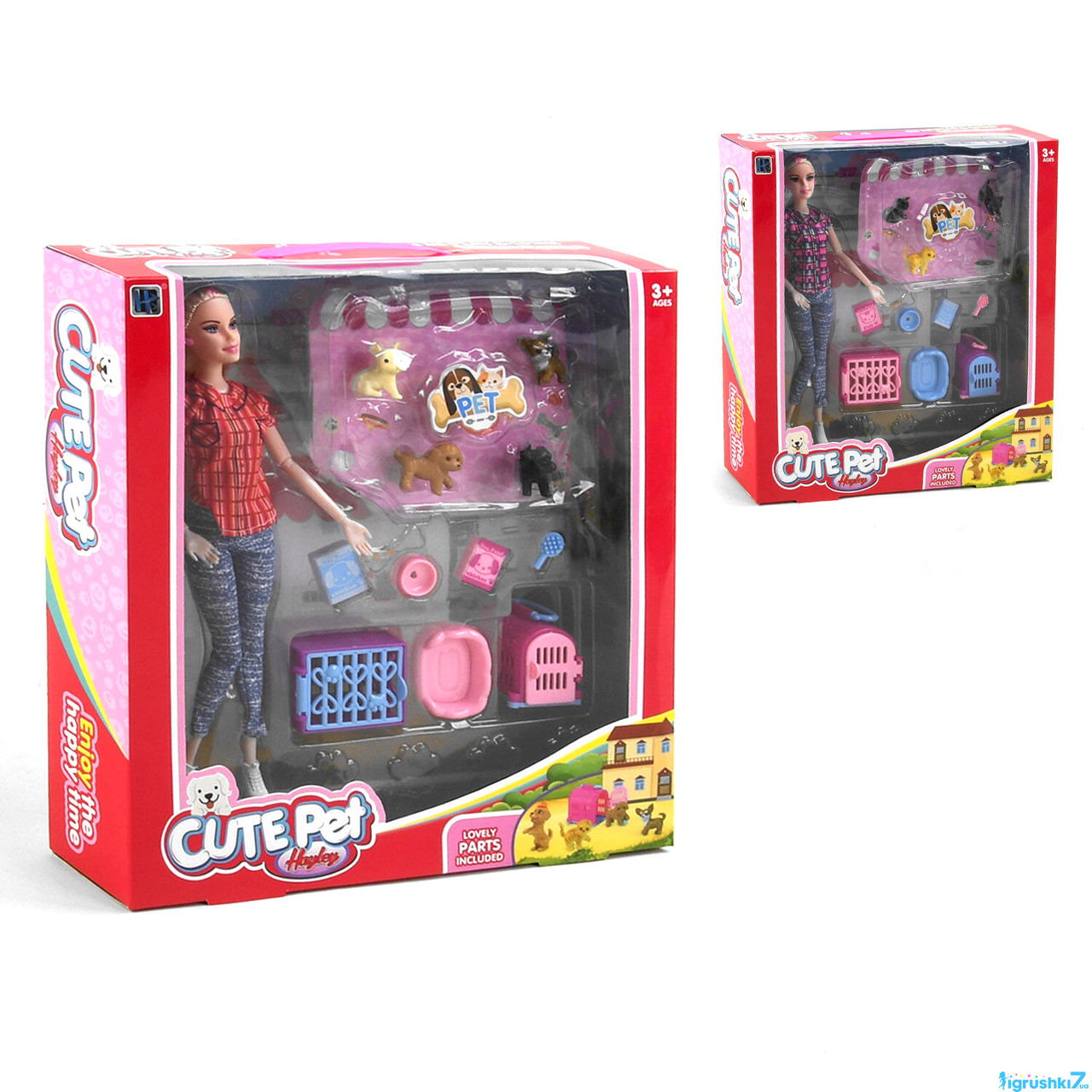 Лялька "Улюблені вихованці" (2 види на вибір, 4 вихованці, аксесуари, подарункова коробка) Cute Pet НВ 040 А, фото 1