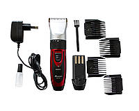 Машинка для стриження волосся Pro Gemei GM 550 + насадки Червоний з чорним (20053100207)