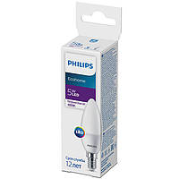 Лампа Philips EcohomeLEDCandle 5W 500 lm E14 840B35NDFR світлодіодна лампочка LED-свічка 67с нейтральне світло