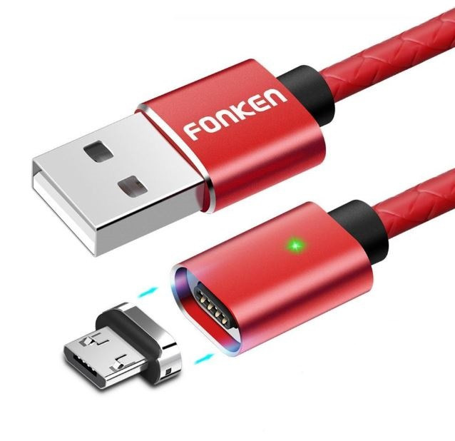 Кабель зарядний магнітний Micro USB Fonken 2.4A в прогумованій оболонці 1 м Red (G22)