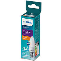 Лампа Philips ESSLEDCandle 6W 620lm E27 827 B35NDFRRCA світлодіодна, лампочка LED-свічка 67с, тепле світло