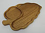 Дошка менажниця дерев’яна фігурна “Виноградний лист” з дуба на 2 секції, 37×24×2,2 см — еко посуд для подачі страв, фото 5