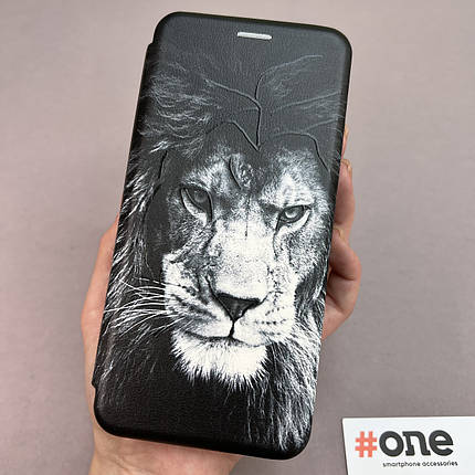 Чохол-книга для Xiaomi Redmi 9C книжка з малюнком з левом на телефон сяомі редмі 9с чорна R7P, фото 1