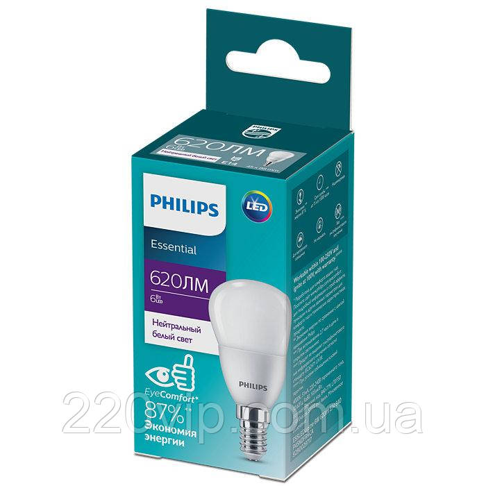Лампа Philips ESSLEDLustre 6W 620lm E14 840 P45NDFRRCA світлодіодна лампочка лід крапля Філіпс нейтральне світло