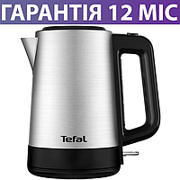 Електрочайник TEFAL KET, металевий, сріблястий, електричний чайник тефаль