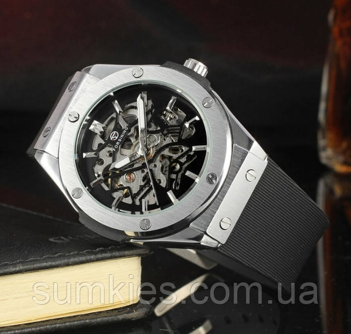 Механічний чоловічий наручний годинник Forsining армійський військовий сталевий, фото 1