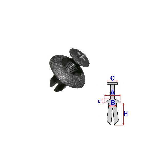 Автомобільні Кліпси (Пістони) Romix Пластикові для Mitsubishi (10 шт/уп.) ROMB25700