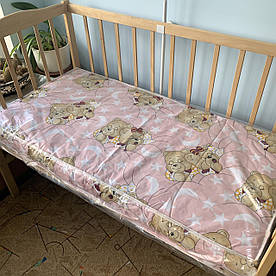 Матрац ортопедичний у дитяче ліжечко тришаровий товстий (кокос +поролон + кокос) 10 см рожевий