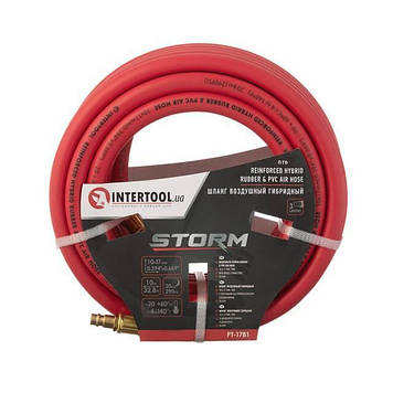 Шланг гібридний з латунними швидкороз'ємними з'єднаннями 10м STORM INTERTOOL PT-1781: до 20 атм 10 x 17 SPL