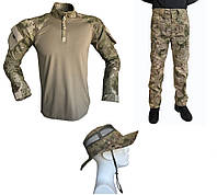 Тактична військова форма (тактична сорочка Убакс + Військові штани +панама) комуфляж олівія