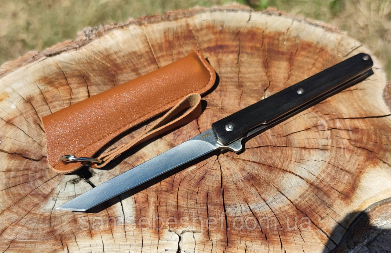 Складаний ніж полуавтомат танто Flipper M390 Black / Brown, фото 1