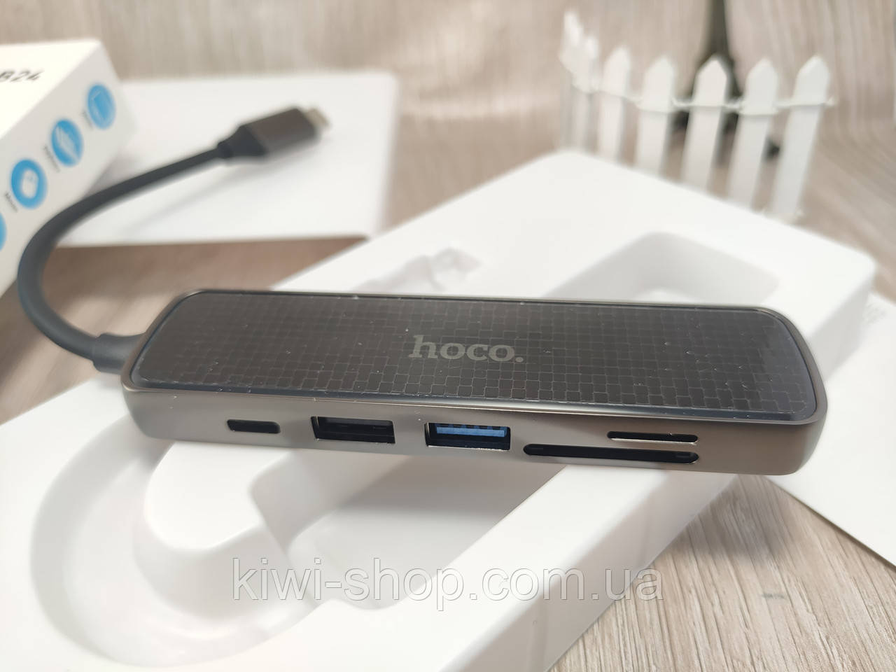 HUB адаптер на макбук Type-C HOCO HB24, тайп сі Хаб 6 в 1 HOCO HB24 (4KHDMI USB3.0+USB2, SD/T, PD 60W Type-C) - фото 7 - id-p1652856460