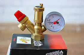 Група безпеки Euroaqua 1" ялинка. Для закритої системи опалення.