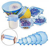 Набір із силіконових герметичних кришок для посуду Silicone Sealing Lids 6 шт., фото 8