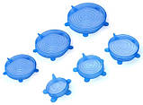 Набір із силіконових герметичних кришок для посуду Silicone Sealing Lids 6 шт., фото 3