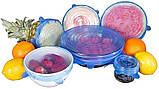 Набір із силіконових герметичних кришок для посуду Silicone Sealing Lids 6 шт., фото 4