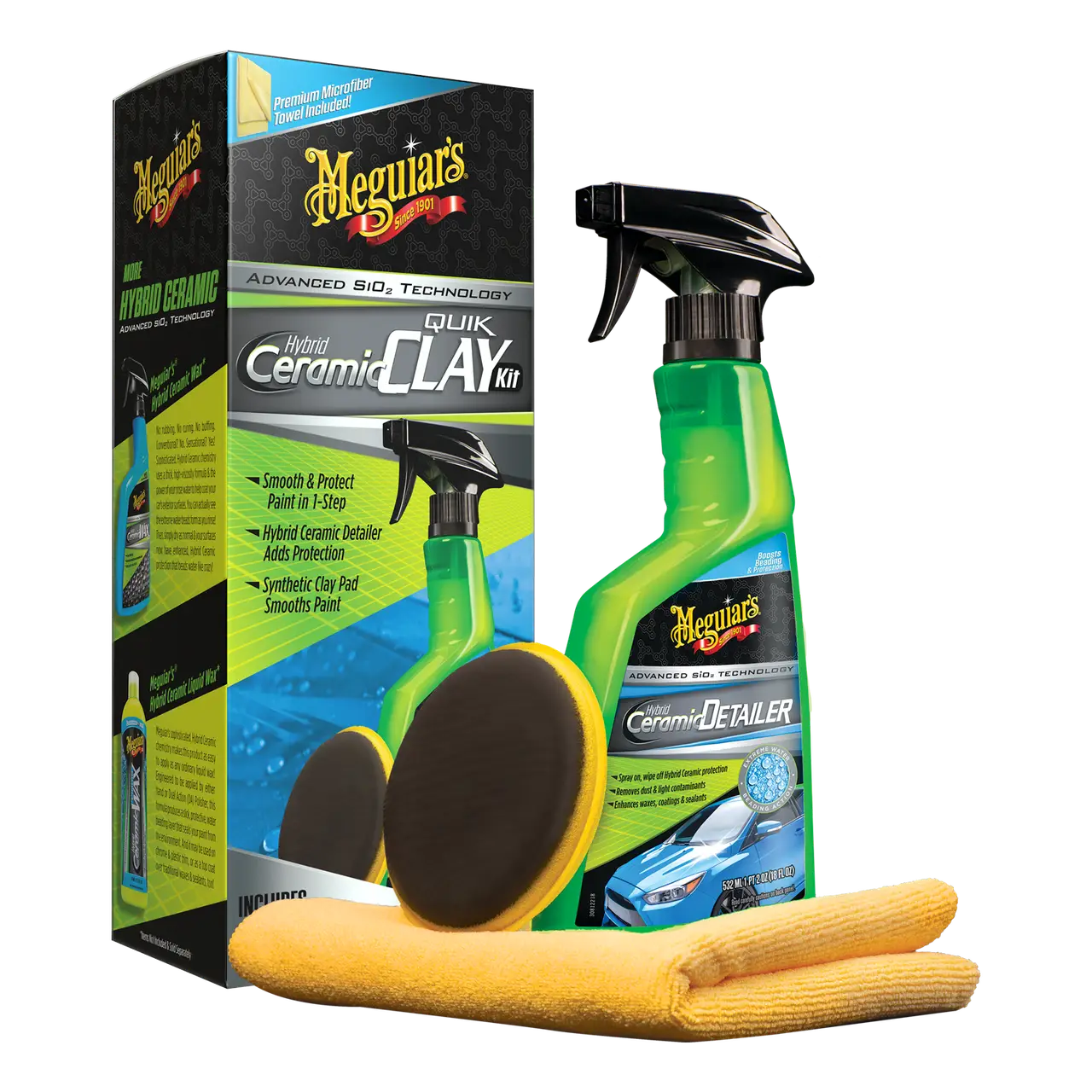 Набір для очищення кузова з ефектом кераміки — Meguiar's Hybrid Ceramic Quik Clay Kit (G200200)