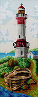 Набор для вышивки бисером Морской прибой Солнечный маяк у моря частичная выкладка,Чехия 13.5х33.5 см