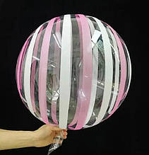 Кулька Bubbles Баблс 20" білі та рожеві полоси Китай