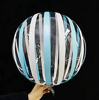 Кулька Bubbles Баблс 20" білі та блакитні полоси Китай