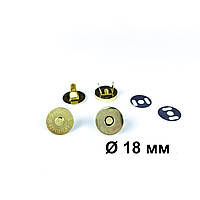 Сумочный магнит 18 мм, золото (Магнит чашка, крабик)